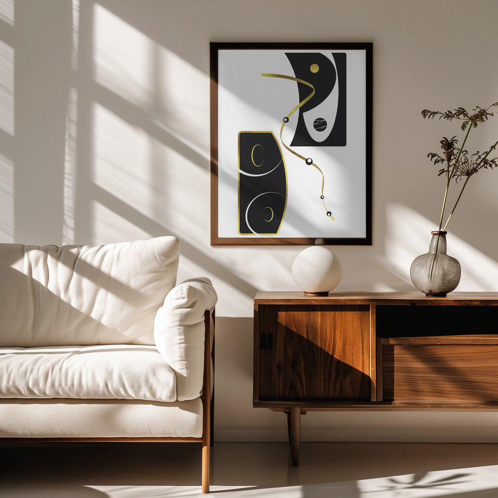 Black & White Abstract No. 2 | gold Poster